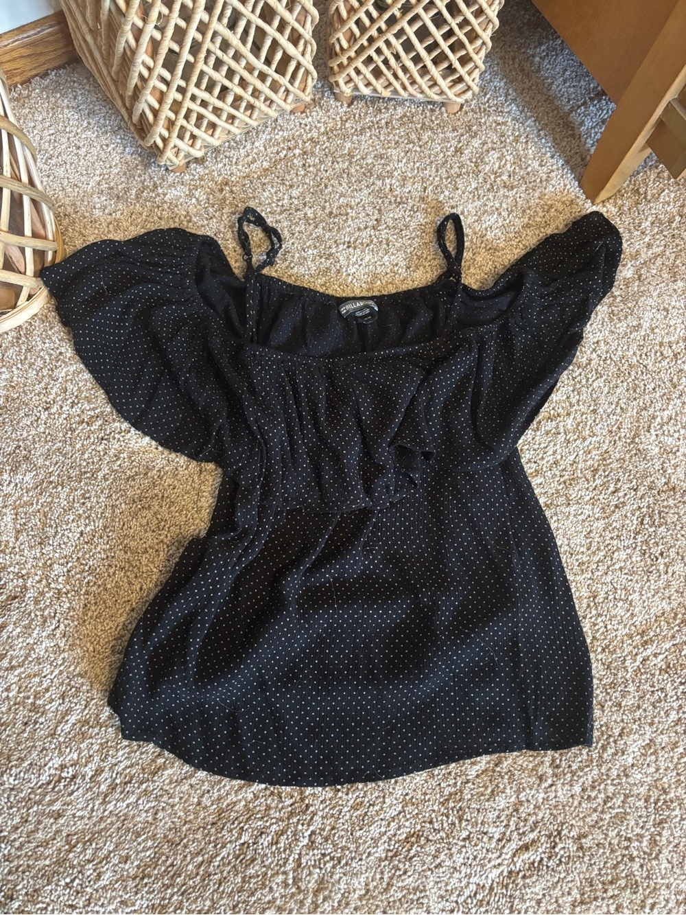Billabong Polka Dot Blouse in Black Size Medium